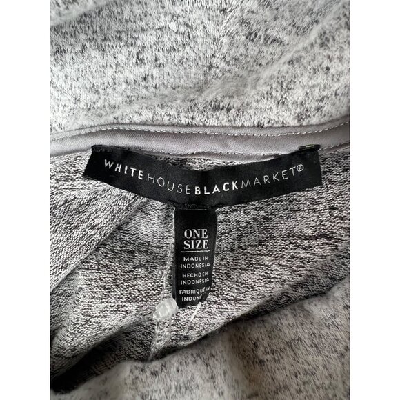 White House Black Market Heather Gray Cowl Neck Poncho With Satin Tie Accents - Picture 4 of 7